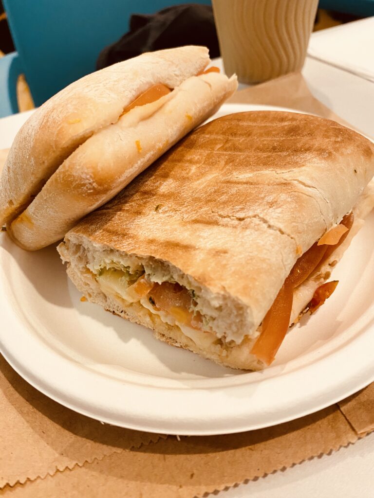 Tomato, Pesto and Basil Sandwich