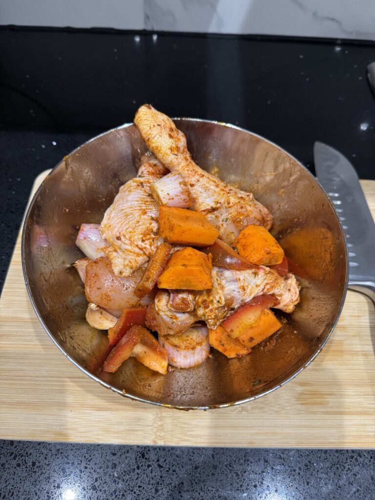 seasoned chicken and veg